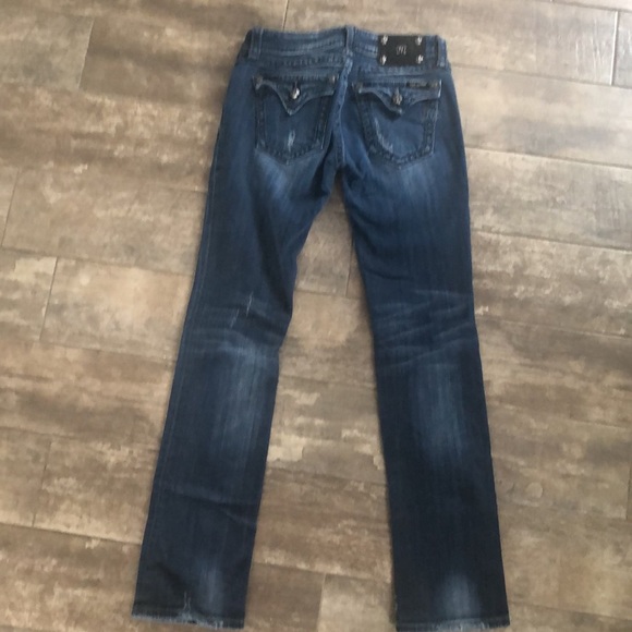 Miss Me Straight Leg Bling Rare Blue Stitch Distressed Jeans - Picture 2 of 8